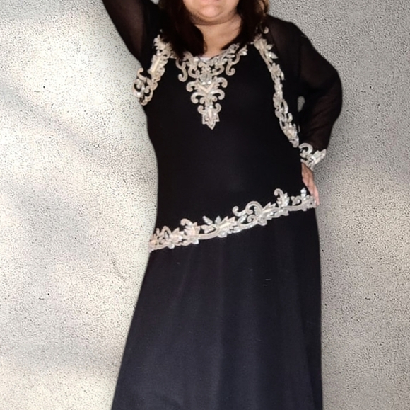 J KARA NEW YORK Black Dress with Gold Accents Women's Size 14 With Jacket NWOT - Picture 5 of 16